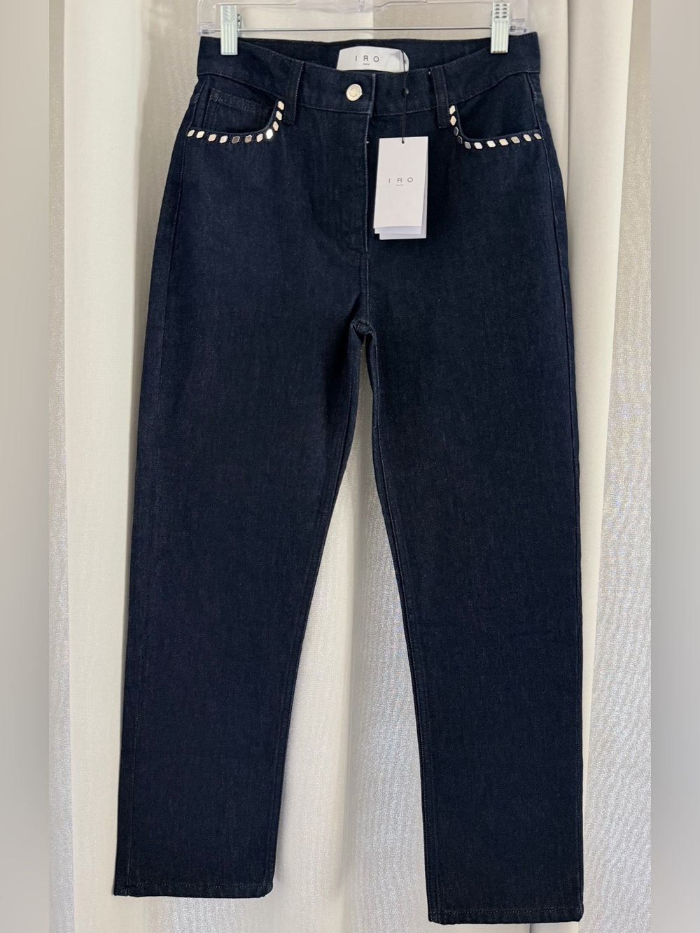 NWT IRO Paris- Fuyuko Straight-Leg Jeans with Embellished Pockets